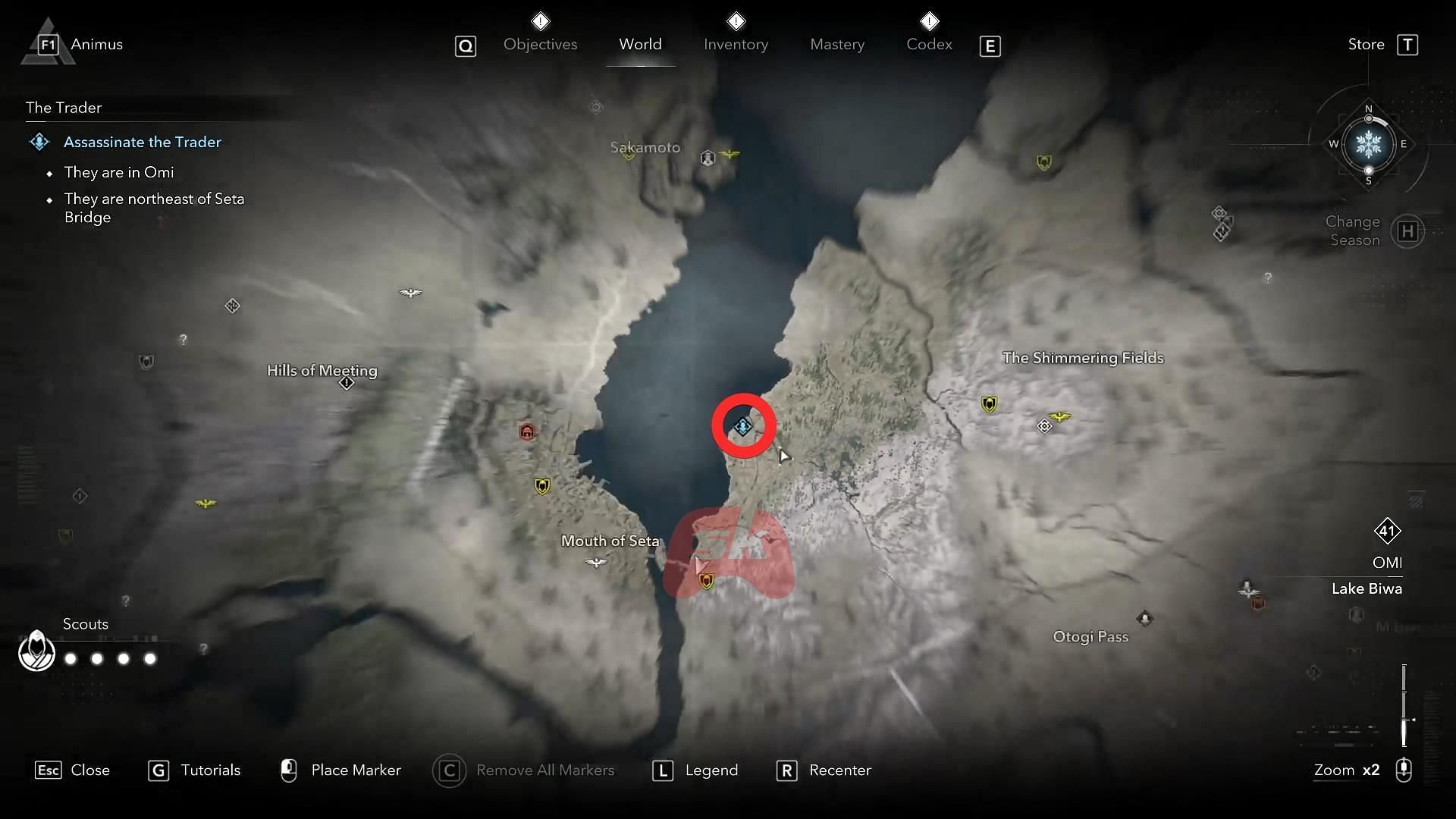 The Trader's location on the map (Image via Sportskeeda Gaming // Ubisoft)